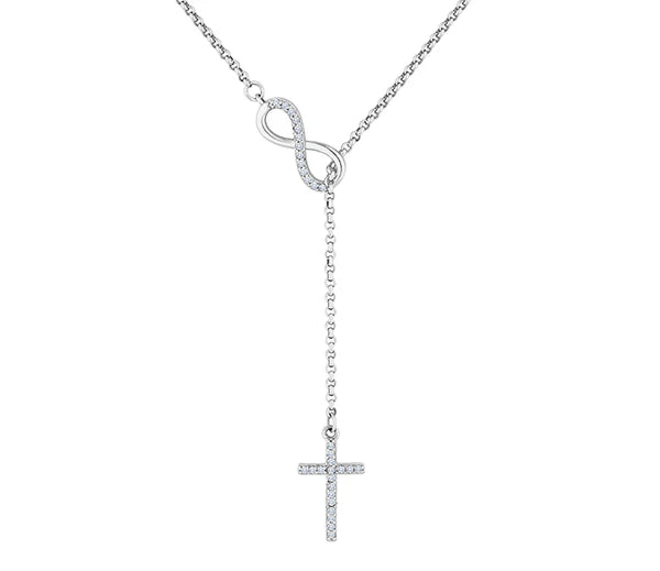 Diamond Style London - Infinity Lariat Necklace in Rhodium Plating (Item code: Infinitylariatneck)
