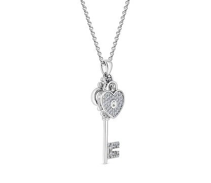 Diamond Style London - Lock and Key Pendant in Rhodium Plating (Item code: Lockandkeypen)