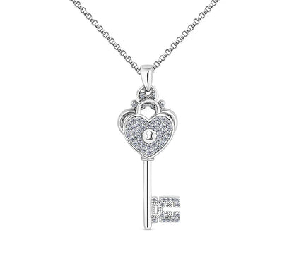 Diamond Style London - Lock and Key Pendant in Rhodium Plating (Item code: Lockandkeypen)