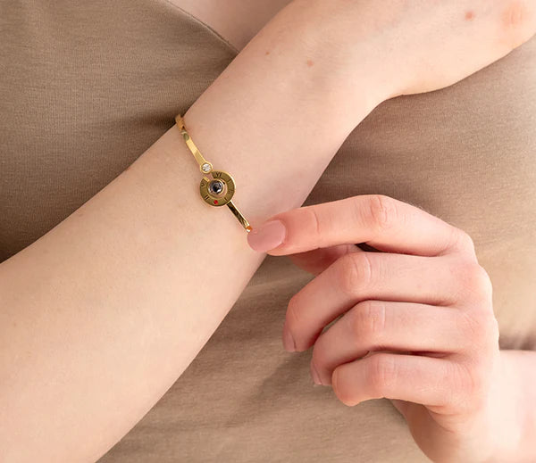 Diamond Style London - Love Language Bangle in Gold Plating (Item code: Lovelanguagebanglegold)