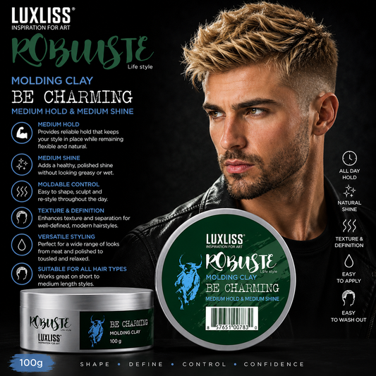 Luxliss Men Robuste Molding Clay “Be Charming” 100g – Medium Hold & Medium Shine