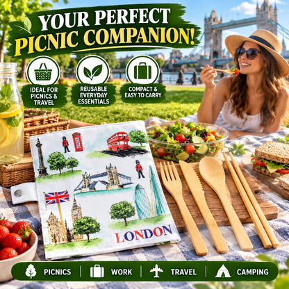 London Tour 100 Natural Bamboo Cutlery 6 Piece Set