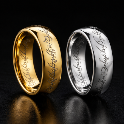 Inscribed Gold & Silver Rings – Fantasy Inspired Engraved Band
