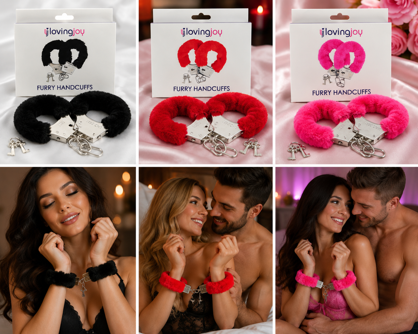 Loving Joy Furry Red Handcuffs | Soft, Playful & Adjustable - Adult