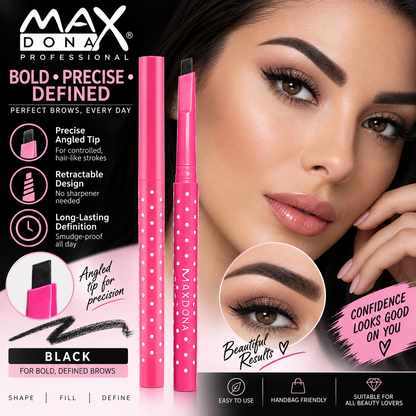Maxdona Professional Retractable Eyebrow Pencils - Pink Case