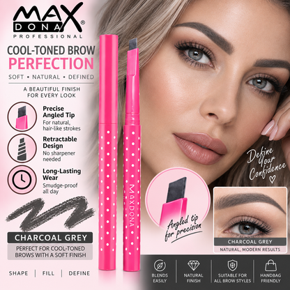 Maxdona Professional Retractable Eyebrow Pencils - Pink Case