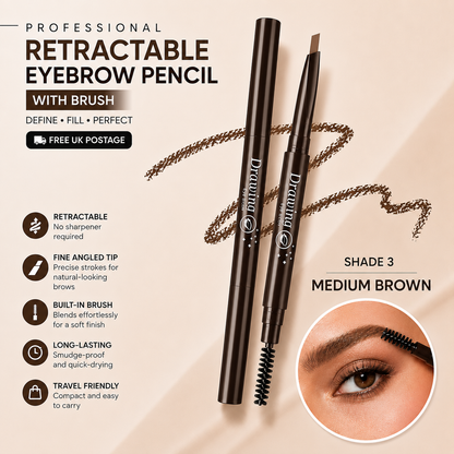 Maxdona Retractable Long Lasting Eyebrow Eye Brow Pencil with Brush