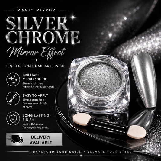 Magic Mirror Effect Nail Powder Nail Dust - Silver Chrome