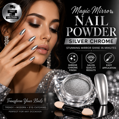 Magic Mirror Effect Nail Powder Nail Dust - Silver Chrome