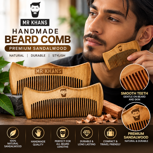 Mr Khans Handmade Engraved Wooden Beard Comb