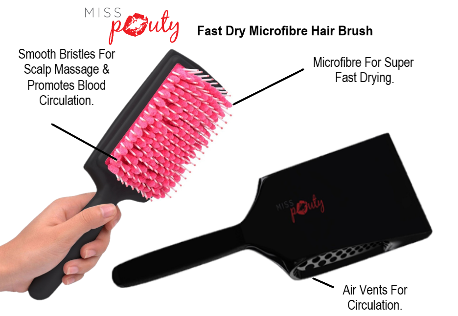 Miss Pouty Large Microfibre Quick Dry Hair Brush