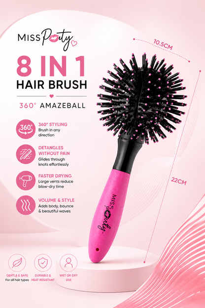 Miss Pouty 360° AmazeBall 8-in-1 Hairbrush – The Ultimate Multi-Function Styling Tool