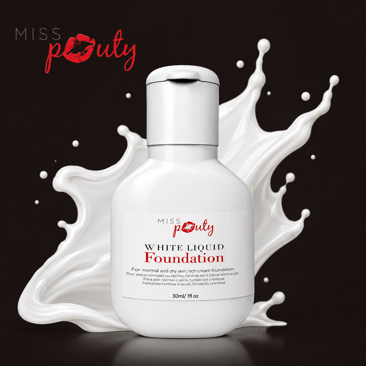 Miss Pouty White Liquid Foundation – Perfect for Everyday Wear & Creative Looks with Delivery