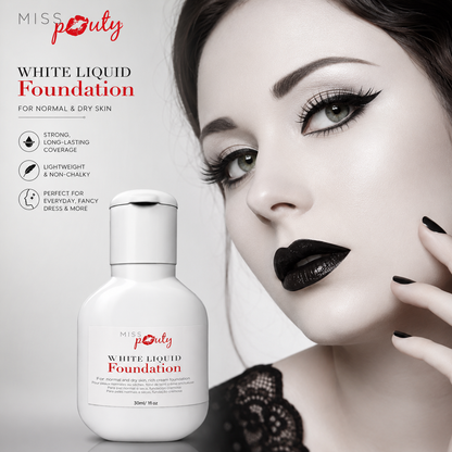 Miss Pouty White Liquid Foundation – Perfect for Everyday Wear & Creative Looks with Delivery