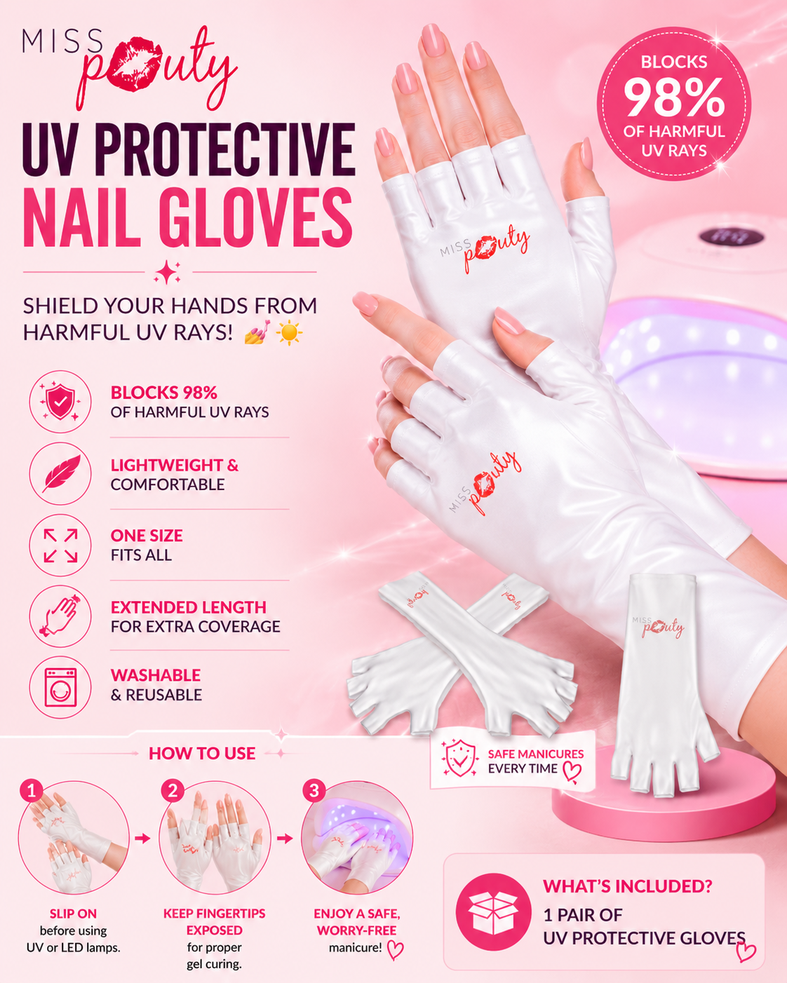 Miss Pouty UV Protective Nail Gloves – Shield Your Hands from Harmful UV Rays!