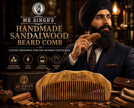 Mr Singh's Handmade Engraved Sandalwood Beard Comb – Premium Grooming for the Modern Gentleman