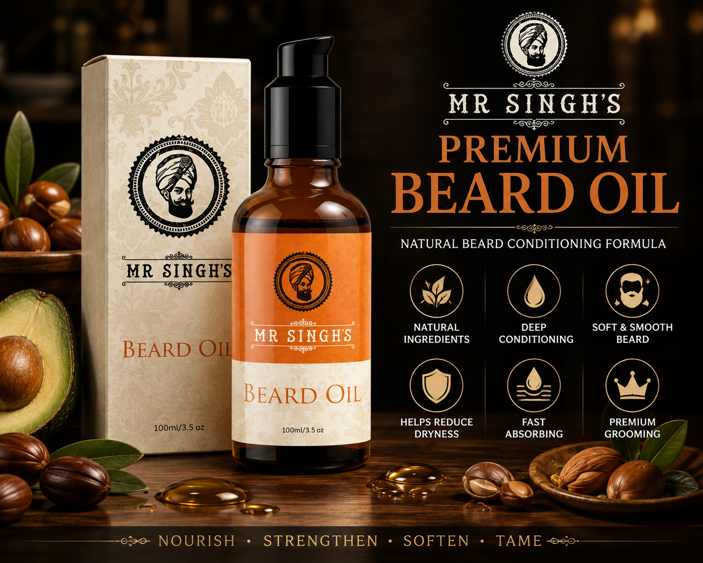 Mr Singh's Beard Oil 100ml – Premium Natural Blend for a Softer, Healthier Beard