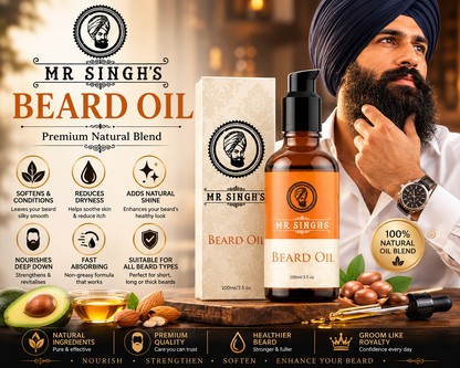 Mr Singh's Beard Oil 100ml – Premium Natural Blend for a Softer, Healthier Beard