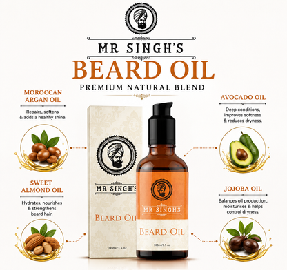 Mr Singh's Beard Oil 100ml – Premium Natural Blend for a Softer, Healthier Beard