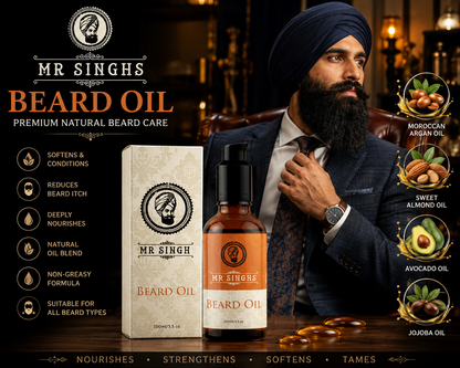Mr Singh's Beard Oil 100ml – Premium Natural Blend for a Softer, Healthier Beard