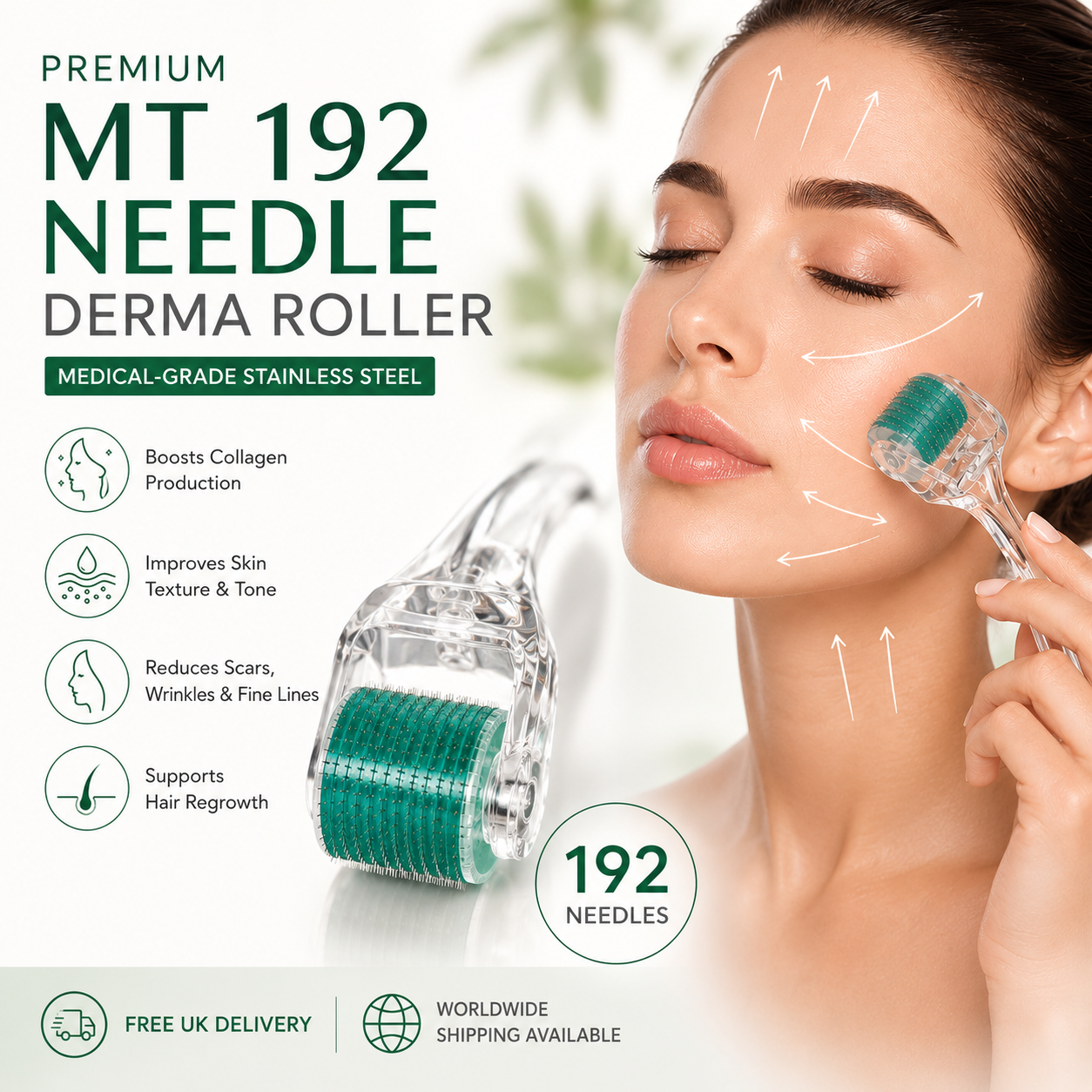 Premium MT 192 Needle Derma Roller – Medical-Grade Stainless Steel&nbsp;
