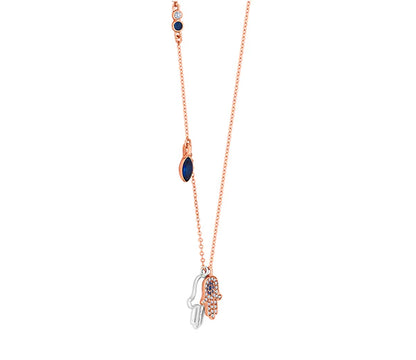 Diamond Style London - Multi Charm Hamsa Hand Pendant in Rose (Item code: Multihamsapenrose)