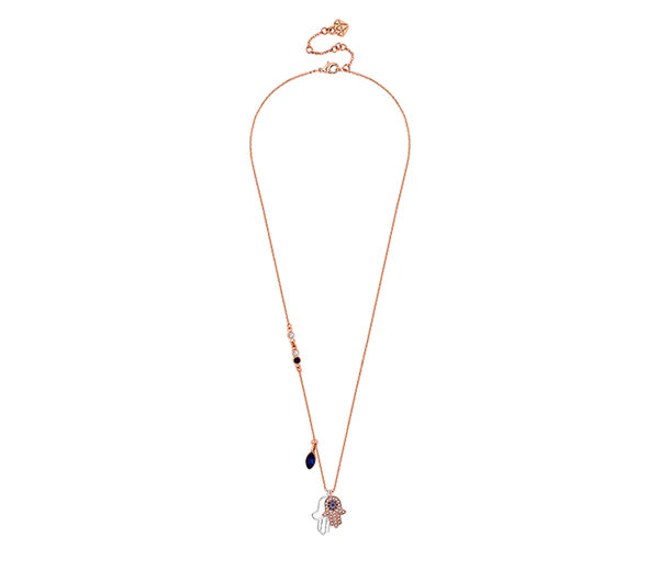 Diamond Style London - Multi Charm Hamsa Hand Pendant in Rose (Item code: Multihamsapenrose)