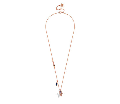 Diamond Style London - Multi Charm Hamsa Hand Pendant in Rose (Item code: Multihamsapenrose)