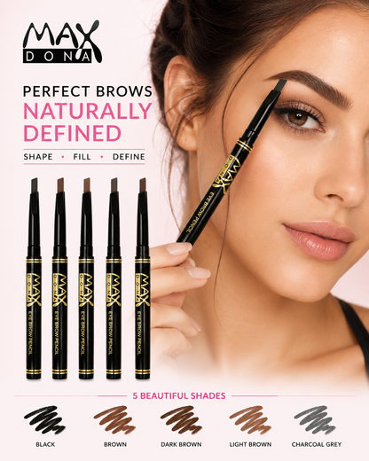 Maxdona Professional Retractable Eyebrow Pencils - Black Case