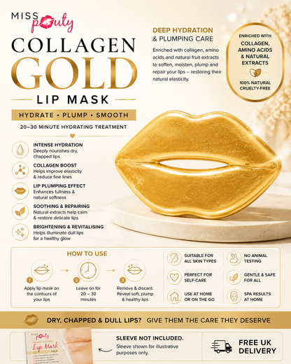 Miss Pouty Gold Collagen Lip Masks – Hydrating & Plumping Lip Treatment