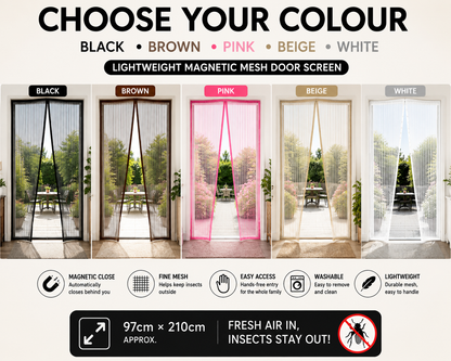 Magic Mesh Magnetic Mosquito & Fly Screen Door – 5 Colours