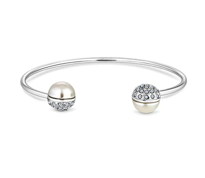 Diamond Style London - Pearl bangle plated in rhodium (Item code: Pearlbangle)