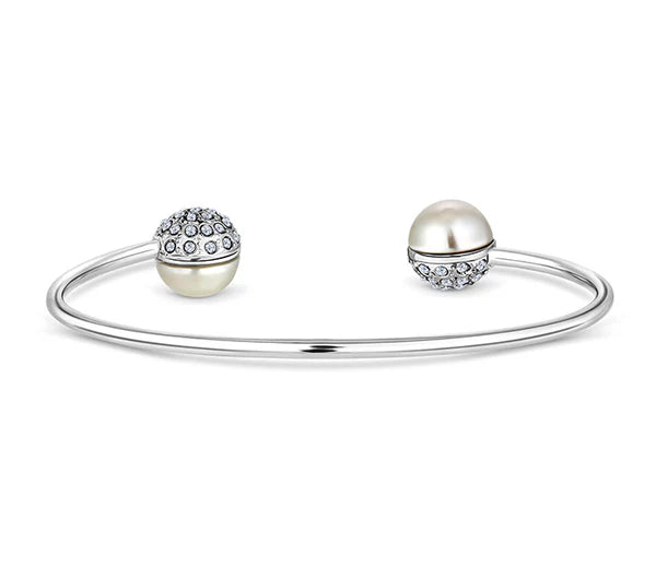Diamond Style London - Pearl bangle plated in rhodium (Item code: Pearlbangle)