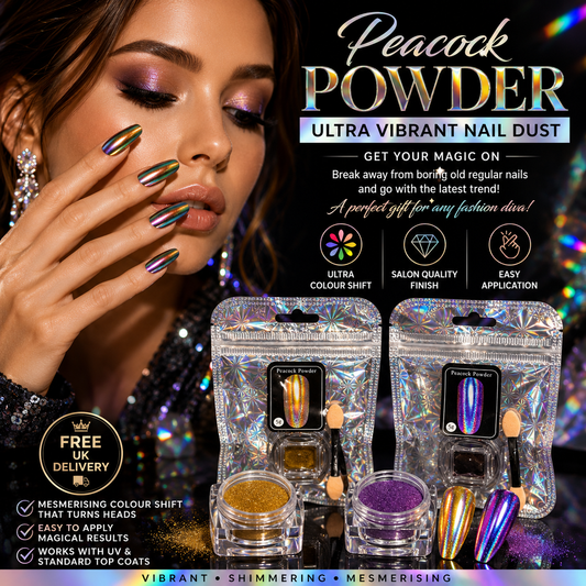 Ultra Vibrant Peacock Powder Nail Dust