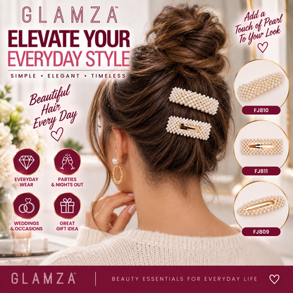 Glamza Pearl Hair Clips – Statement Faux Pearl Hair Barrettes