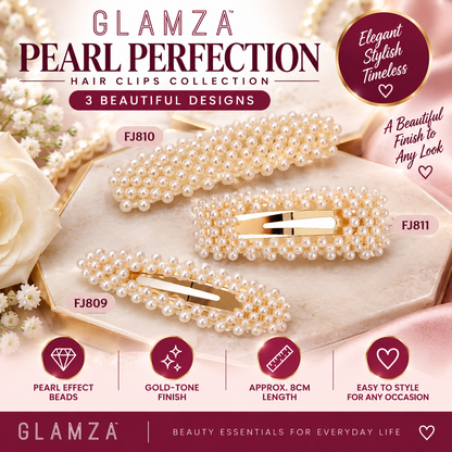 Glamza Pearl Hair Clips – Statement Faux Pearl Hair Barrettes