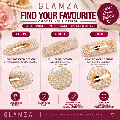 Glamza Pearl Hair Clips – Statement Faux Pearl Hair Barrettes