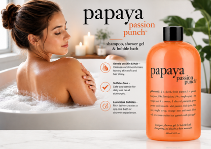 Philosophy Papaya Passion Punch – 3-in-1 Shampoo, Shower Gel & Bubble Bath 480ml