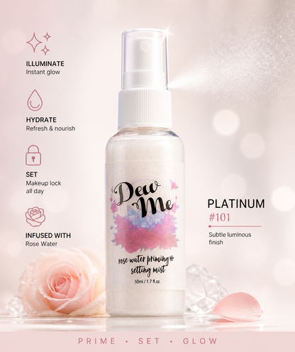 Phoera Dew Me Priming & Setting Sprays 50ml – Hydrating Illuminating Makeup Mist with Hyaluronic Acid