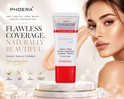 Phoera Flawless Matte Liquid Foundation Tube (12 Shades Available - Select in Dropdown)