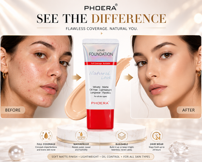 Phoera Flawless Matte Liquid Foundation Tube (12 Shades Available - Select in Dropdown)