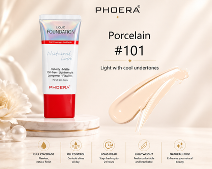 Phoera Flawless Matte Liquid Foundation Tube (12 Shades Available - Select in Dropdown)