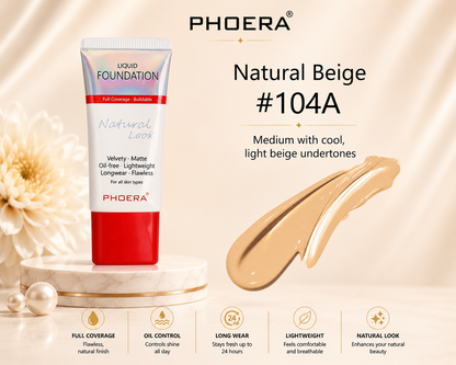 Phoera Flawless Matte Liquid Foundation Tube (12 Shades Available - Select in Dropdown)