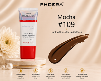 Phoera Flawless Matte Liquid Foundation Tube (12 Shades Available - Select in Dropdown)