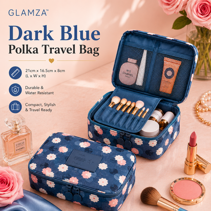 Glamza Polka Makeup Storage & Travel Bag – Stylish & Practical Organiser