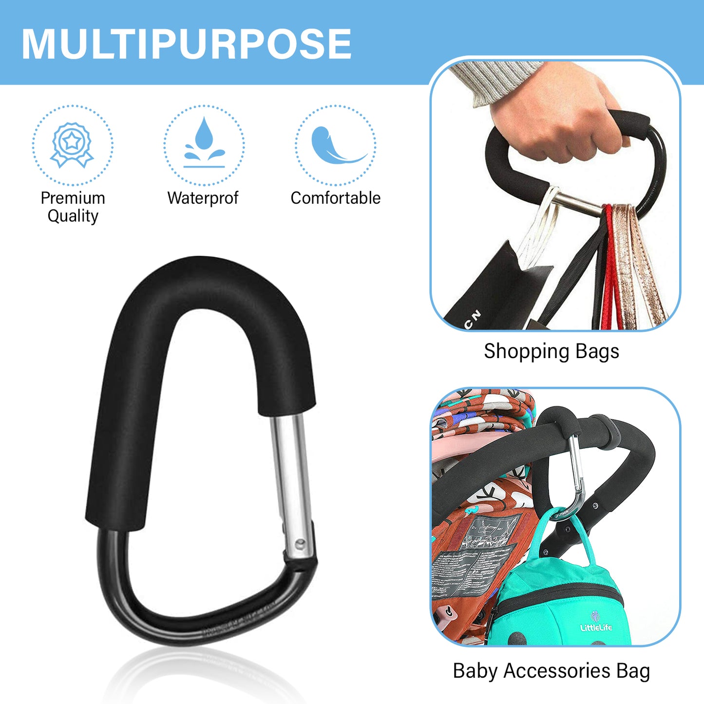 Generise 'Mummy' Buggy Pram Clip - Heavy Duty 10kg Load Capacity