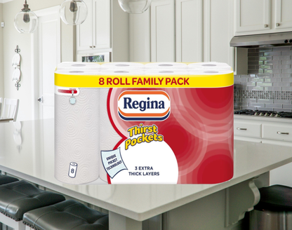 Regina Thirst Pockets 3 Ply 8 Pack White