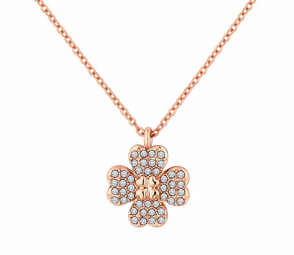 Diamond Style London - Reverse Flower Necklace with Crystals in rose gold (Item code: Reverseflowerneckrose)