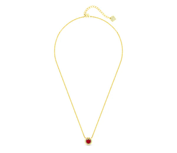 Diamond Style London - Round Pendant Small with Red enamel in yellow gold (Item code: Roundpensmlgold)