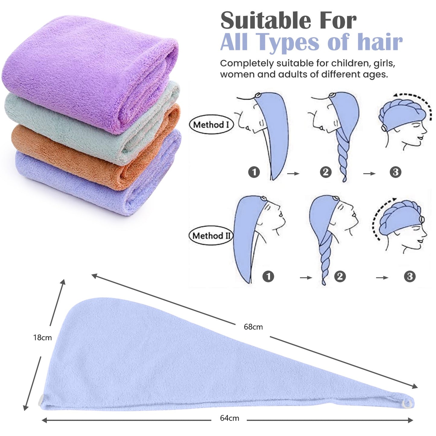 Glamza 'Speed Dry' Adult Size Hair Towel